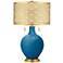 Mykonos Blue Toby Brass Metal Shade Table Lamp
