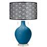 Mykonos Blue Toby Table Lamp With Black Metal Shade