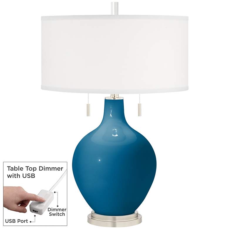 Image 1 Mykonos Blue Toby Table Lamp with Dimmer