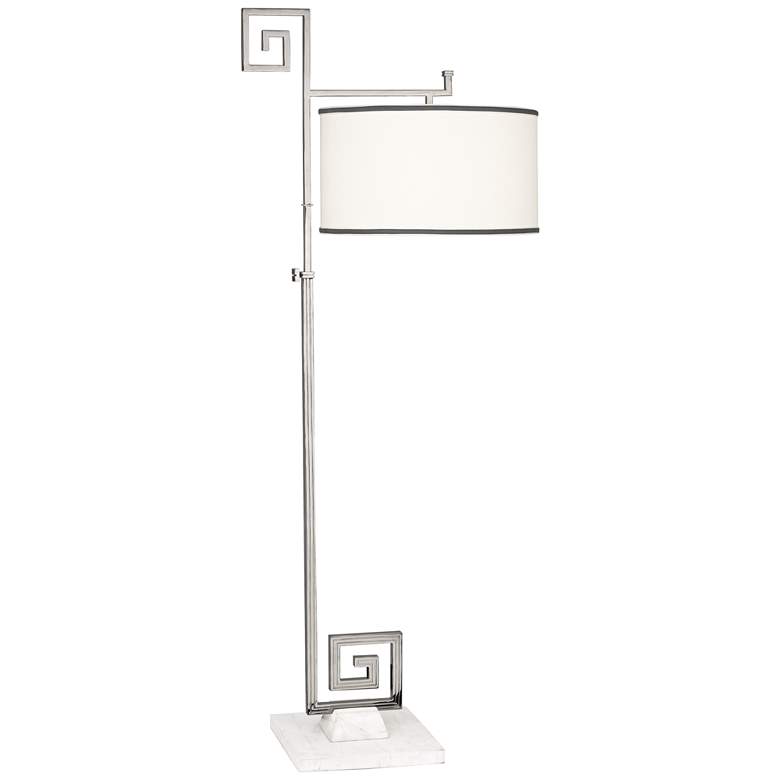 Image 1 Mykonos Polished Nickel and White Marble Floor Lamp