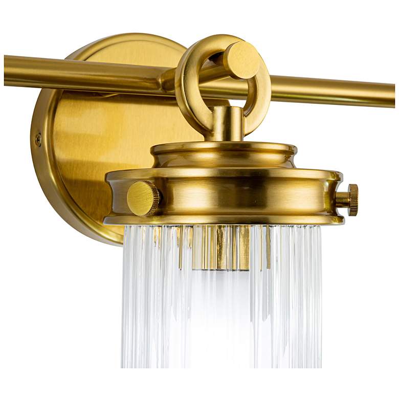 Image 5 Myla 10.9"H 3-Light Vintage Brass Vanity w/ Clear Ribbed Shade more views