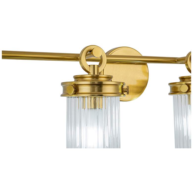 Image 5 Myla 10.9"H 4-Light Vintage Brass Vanity w/ Clear Ribbed Shade more views