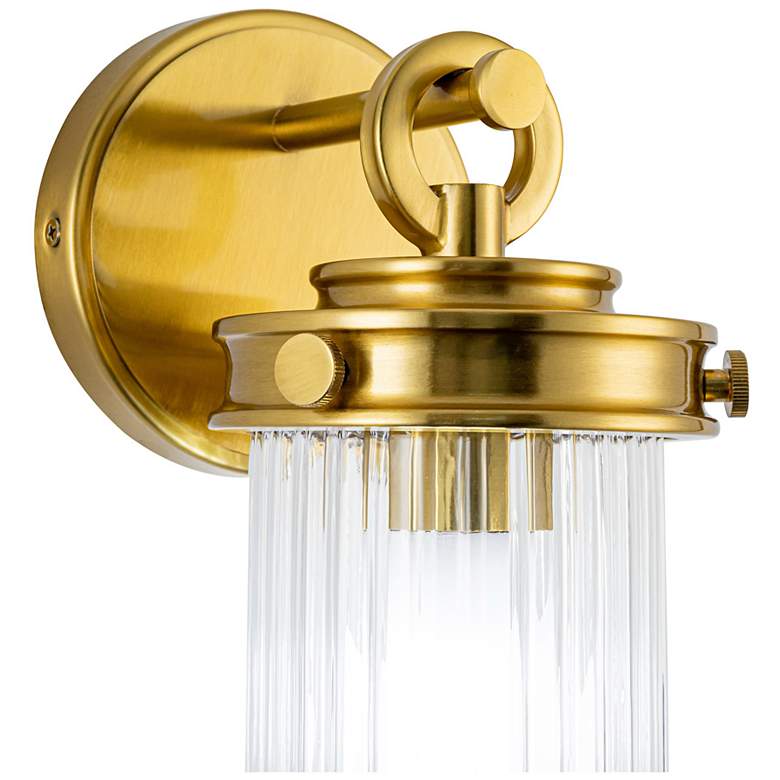 Image 5 Myla 10.9" High Vintage Brass Wall Sconce w/ Clear Ribbed Shade more views