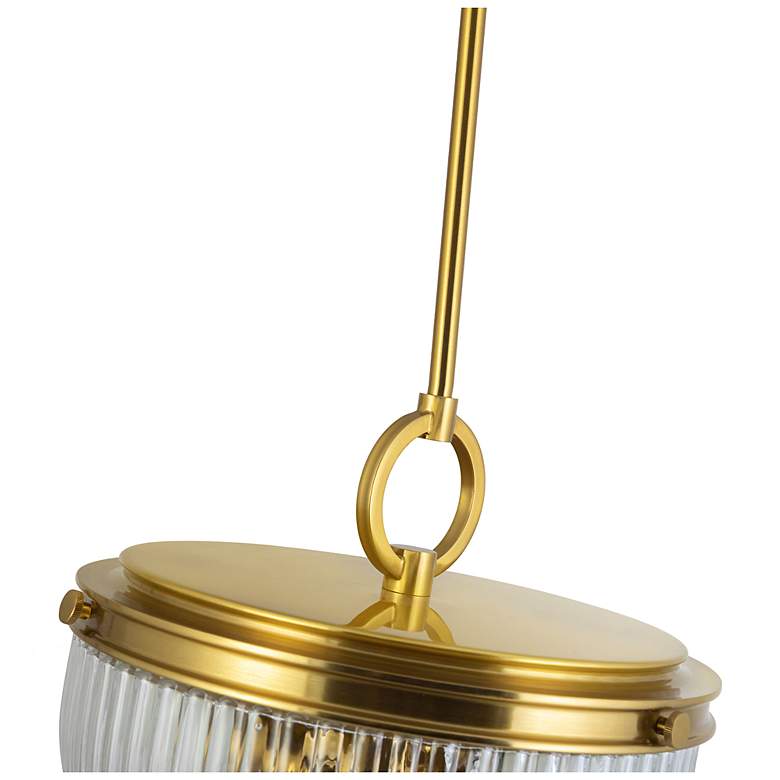 Image 5 Myla 12.62" Wide 2-Light Vintage Brass Pendant w/ Clear Ribbed Shade more views