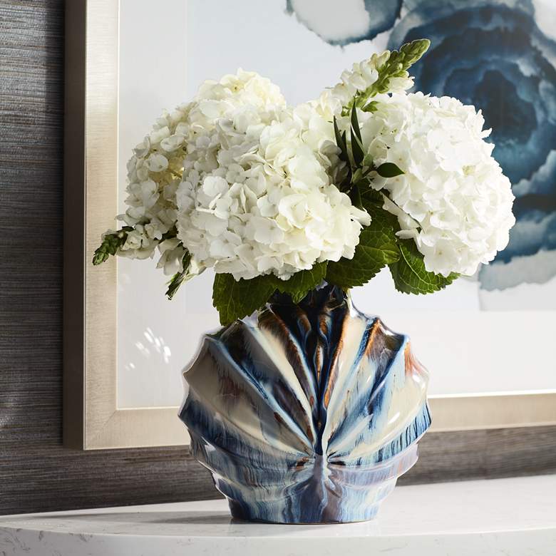 Image 1 Myla Multi-Color Blue 11" High Medium Ceramic Vase