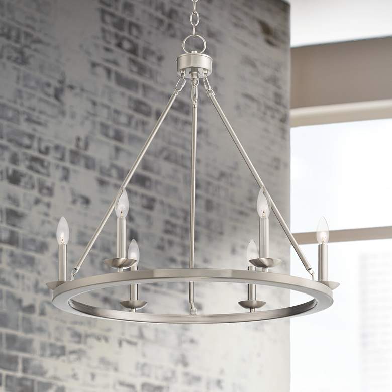 Image 1 Myland 27" Wide Brushed Nickel Metal 6-Light Chandelier