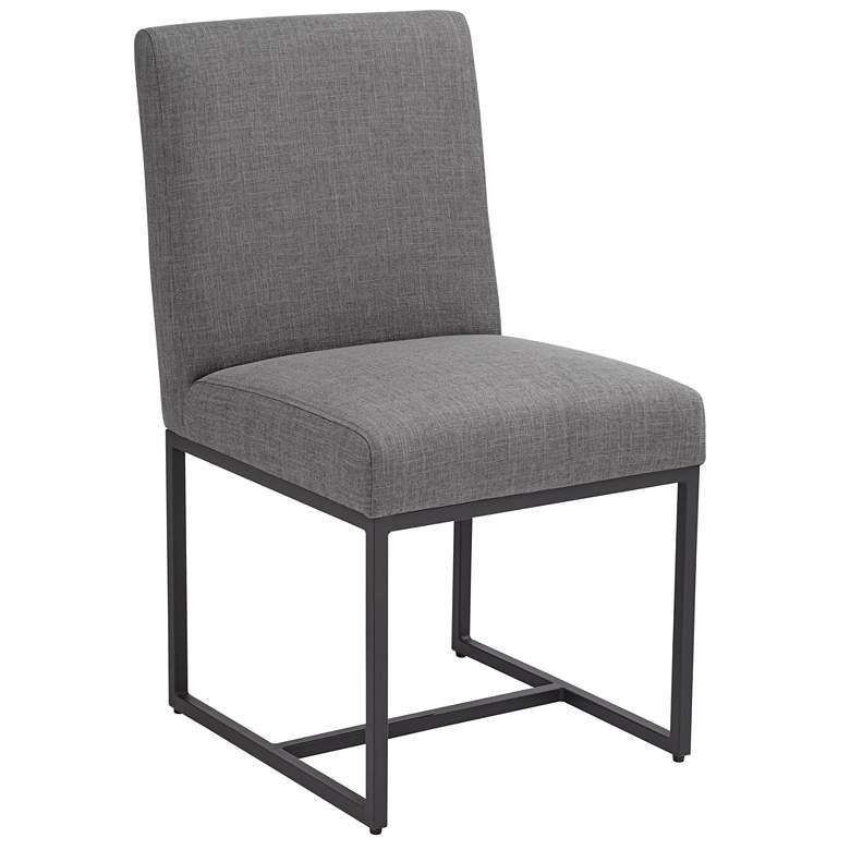 Image 2 Myles Grey Fabric and Black Metal Dining Chair