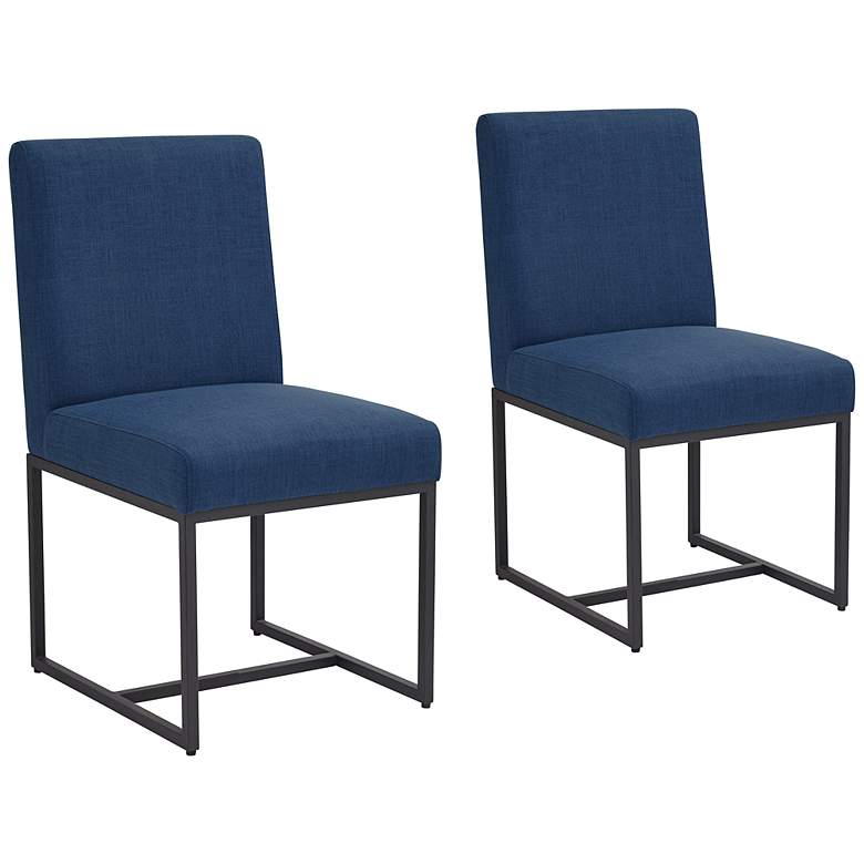 Image 1 Myles Navy Blue Fabric Dining Chairs Set of 2