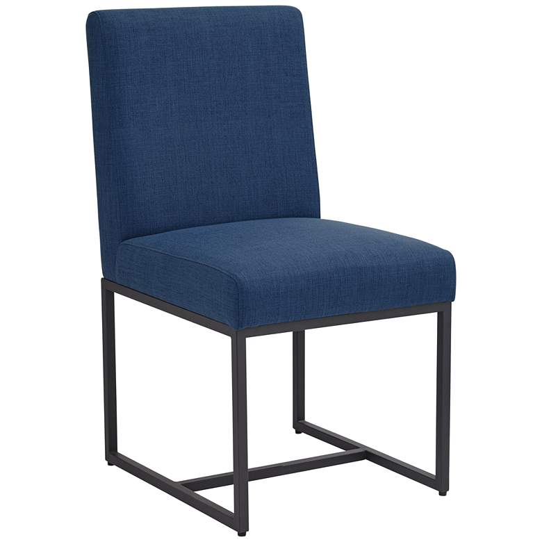 Image 2 Myles Navy Fabric and Black Metal Dining Chair