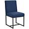 Myles Navy Fabric and Black Metal Dining Chair