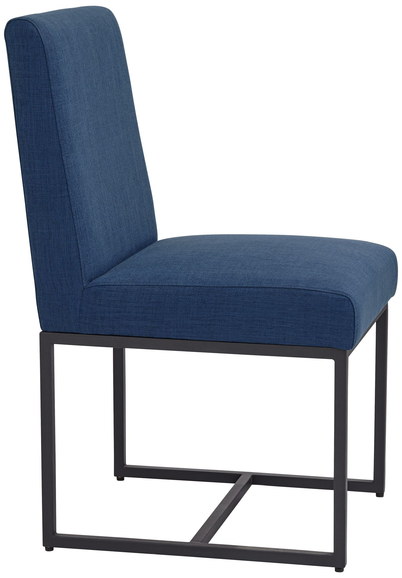 Myles Navy Fabric and Black Metal Dining Chair