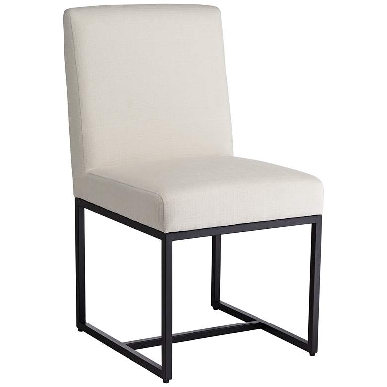 Image 3 Myles Off-White Fabric and Black Metal Dining Chair