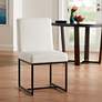Myles Off-White Fabric and Black Metal Dining Chair in scene
