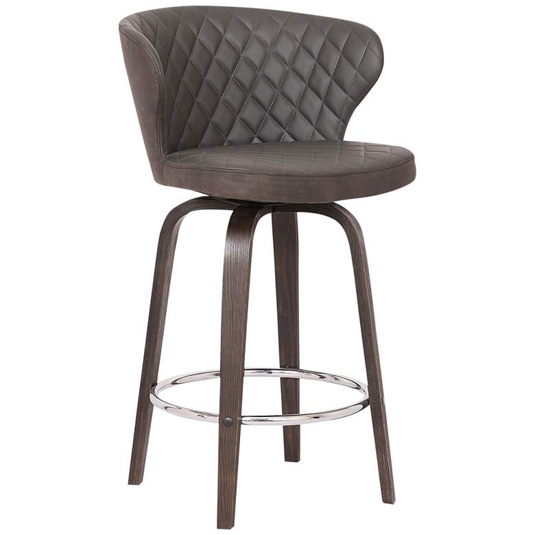 Image 1 Mynette 26" Brown Faux Leather Swivel Counter Stool