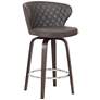 Mynette 30" Brown Faux Leather Swivel Tufted Bar Stool
