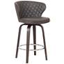 Thumbnail2 of Mynette 30" Brown Faux Leather Swivel Tufted Bar Stool