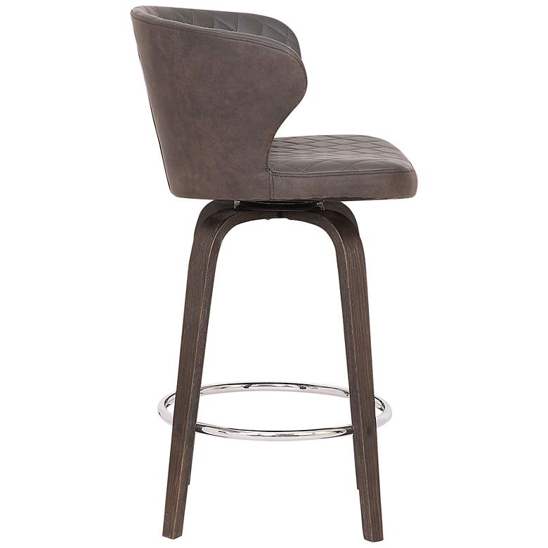 Image 3 Mynette 30 inch Brown Faux Leather Swivel Tufted Bar Stool more views