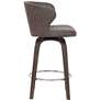 Mynette 30" Brown Faux Leather Swivel Tufted Bar Stool