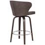 Mynette 30" Brown Faux Leather Swivel Tufted Bar Stool