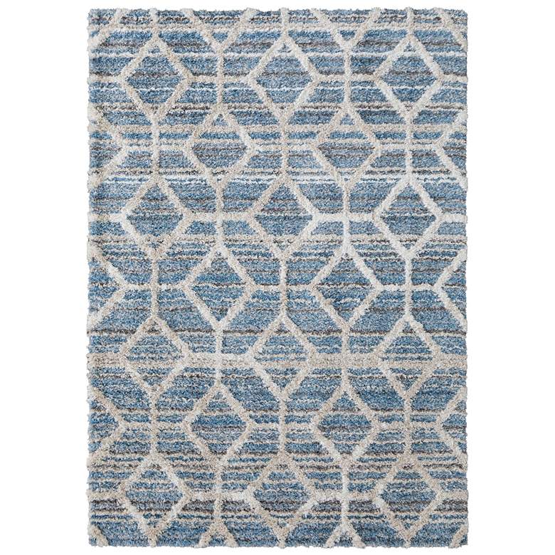 Image 1 Mynka Transitional Diamond Soft Indoor Blue Area Rug 39ICF