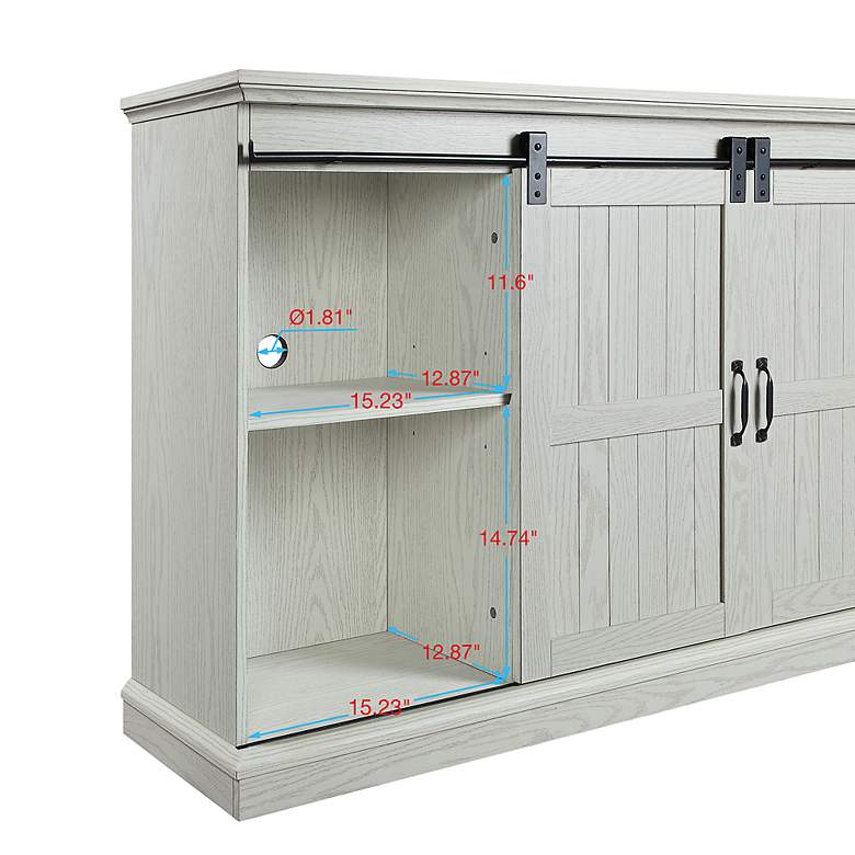 Image 4 Myrtle 60" Wide Cream Oak Wood 2-Door TV Stand more views