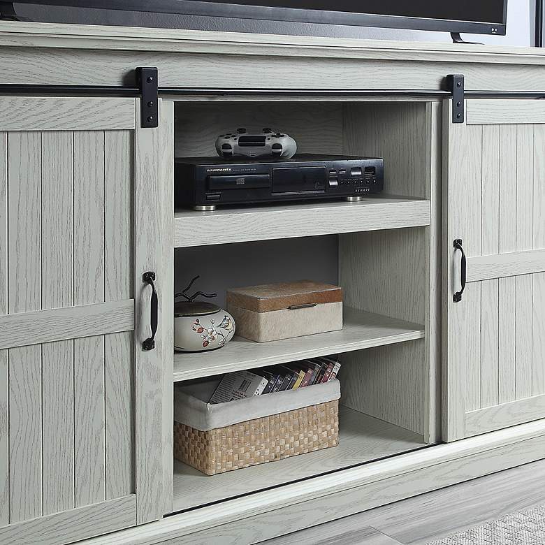 Image 5 Myrtle 60" Wide Cream Oak Wood 2-Door TV Stand more views