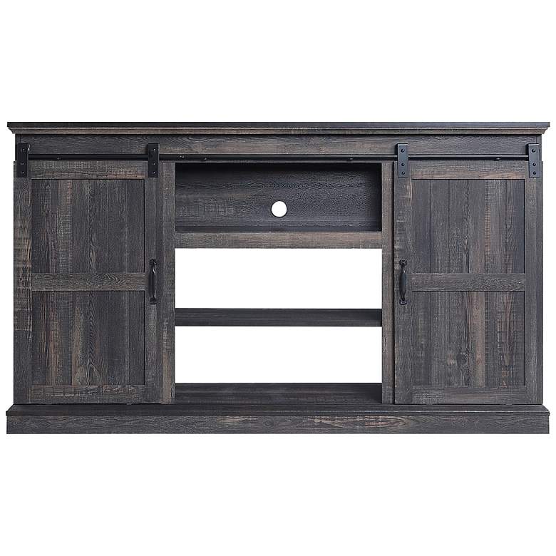 Image 2 Myrtle 60" Wide Heavy Brown Wood 2-Door TV Stand