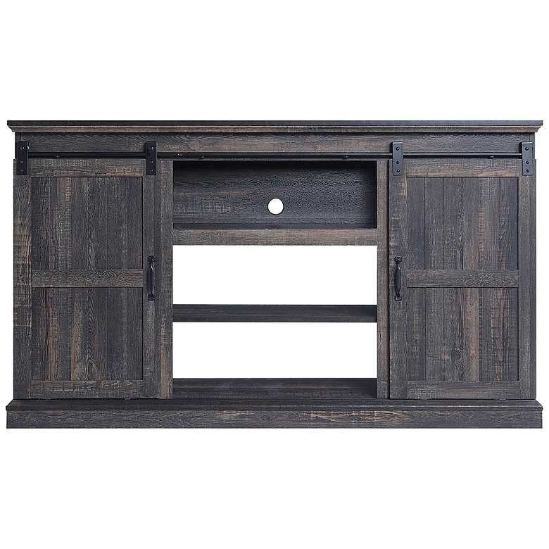 Image 2 Myrtle 60 inch Wide Heavy Brown Wood 2-Door TV Stand