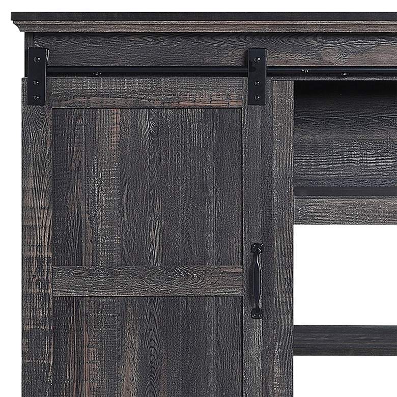 Image 3 Myrtle 60" Wide Heavy Brown Wood 2-Door TV Stand more views