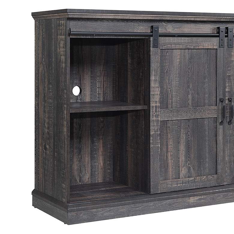 Image 4 Myrtle 60" Wide Heavy Brown Wood 2-Door TV Stand more views