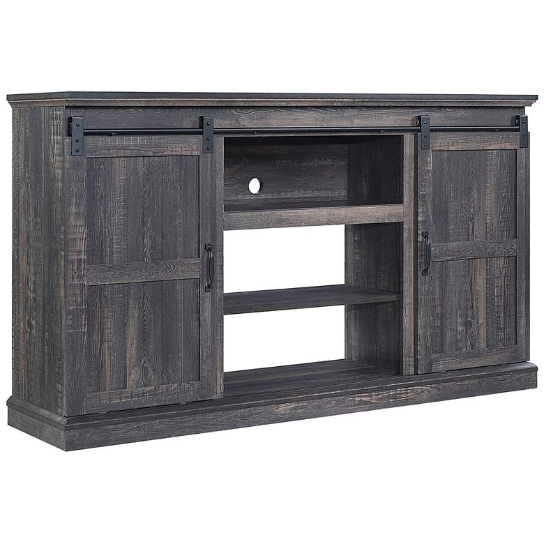 Image 6 Myrtle 60 inch Wide Heavy Brown Wood 2-Door TV Stand more views