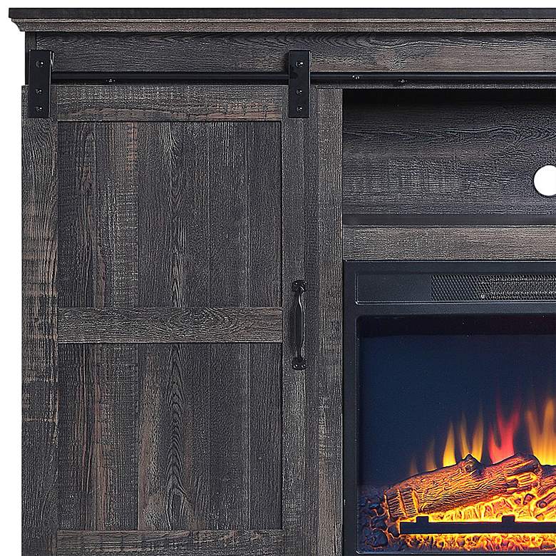 Image 3 Myrtle 60"W Heavy Brown 2-Door 5-Shelf Electric Fireplace more views
