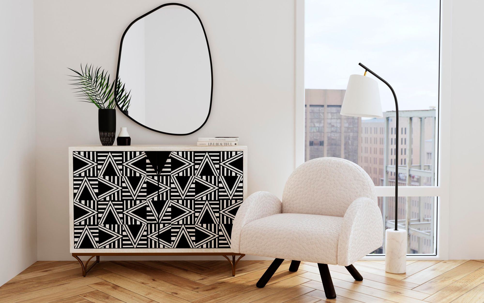 Image 4 Myrtle Modern Designed Accent Chair in Sand Performance Fabric more views