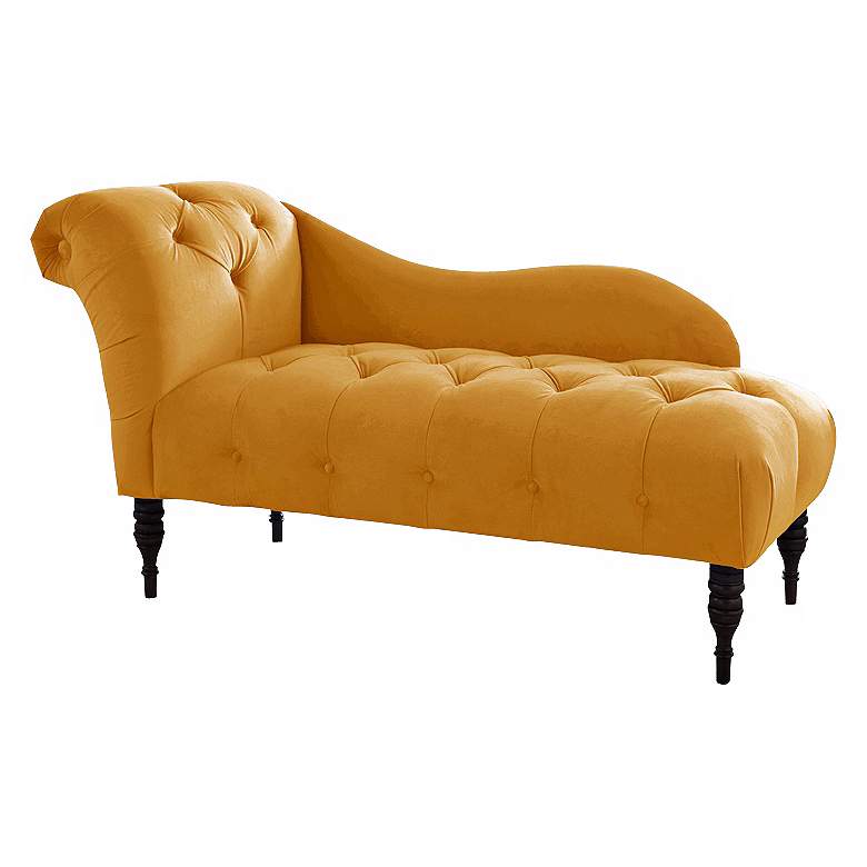 Image 1 Mystere Gold Velvet Upholstered Chaise Lounge Chair