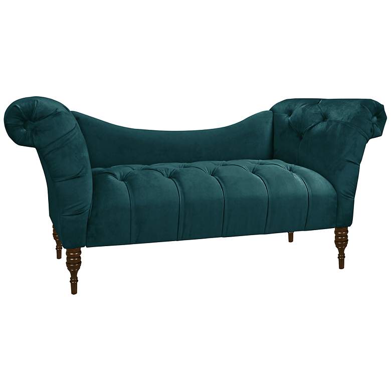 Image 1 Mystere Peacock Fabric Tufted Chaise
