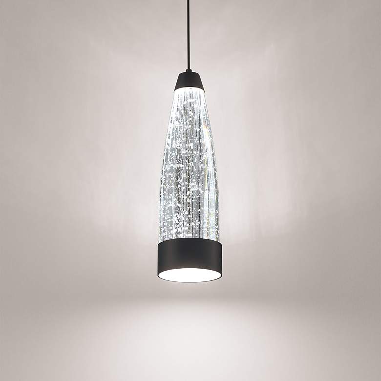 Image 3 Mystic 12"H x 3.75"W 1-Light Pendant in Black more views