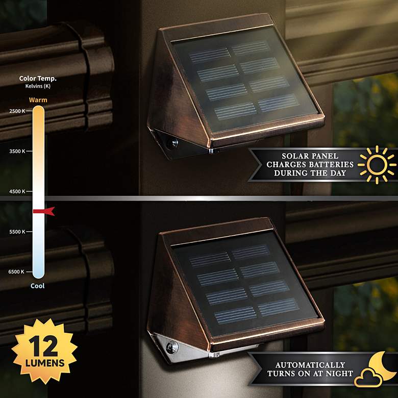 Image 3 Mystic 3" High Electroplated Copper Solar LED Deck Light more views