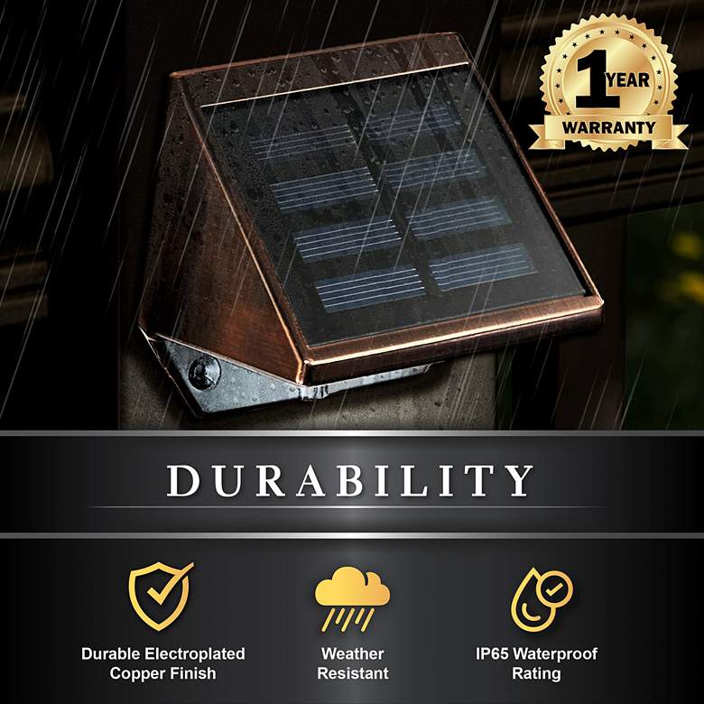 Image 5 Mystic 3" High Electroplated Copper Solar LED Deck Light more views