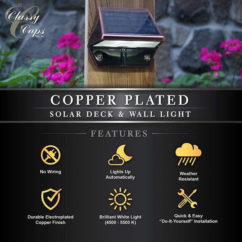 Image 6 Mystic 3 inch High Electroplated Copper Solar LED Deck Light more views
