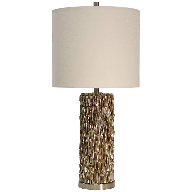 Image 1 Mystic Capiz Shell Gold Table Lamp with Drum Shade