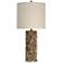 Mystic Capiz Shell Gold Table Lamp with Drum Shade