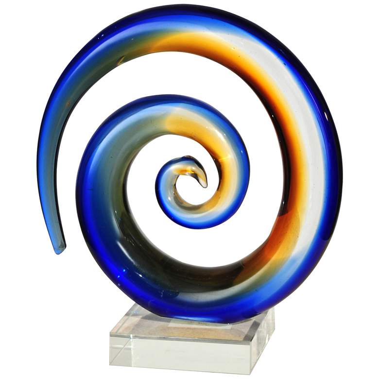 Image 1 Mystification 8" High Multi-Color Blue Glass Sculpture