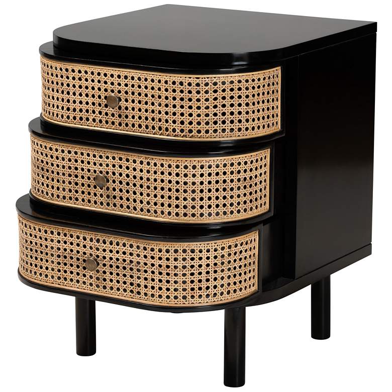Image 6 Nabila 19 3/4"W Black Natural 3-Drawer End Table/Nightstand more views