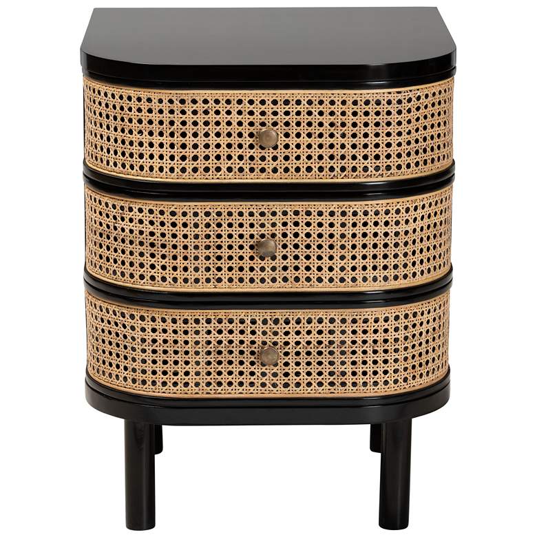 Image 7 Nabila 19 3/4"W Black Natural 3-Drawer End Table/Nightstand more views