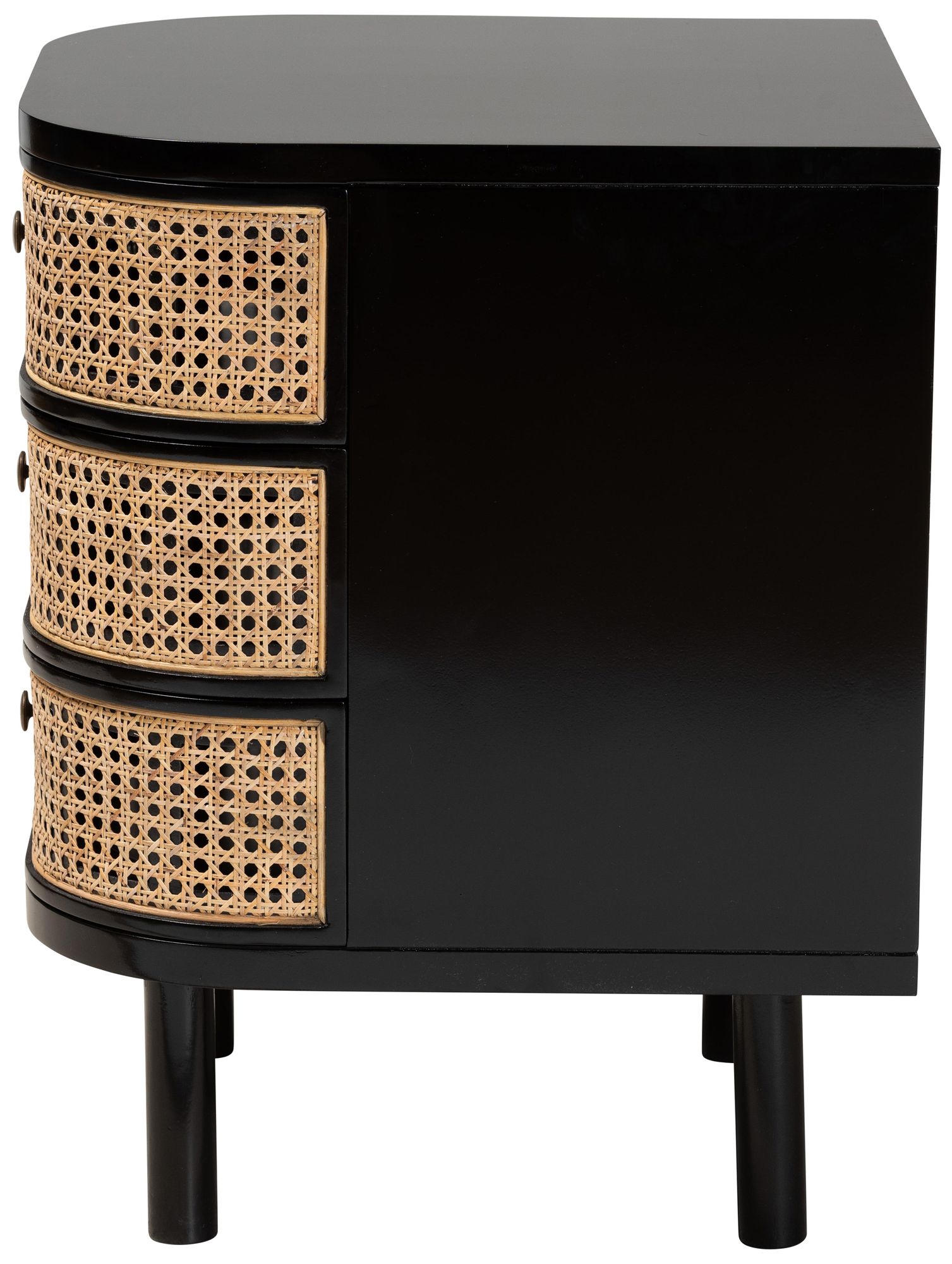 Nabila 19 3/4"W Black Natural 3-Drawer End Table/Nightstand