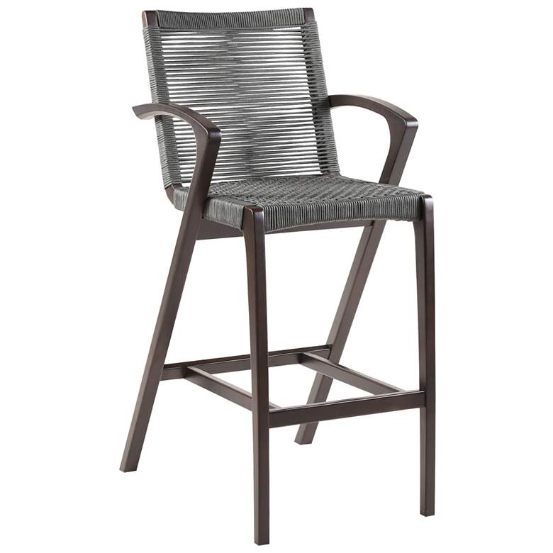 Image 1 Nabila Outdoor Dark Eucalyptus Wood and Grey Rope Counter height Stool