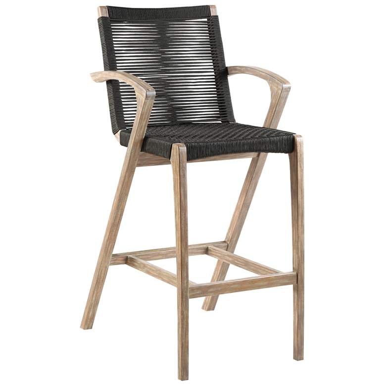 Image 1 Nabila Outdoor Light Eucalyptus Wood and Charcoal Rope Counter Height Stool