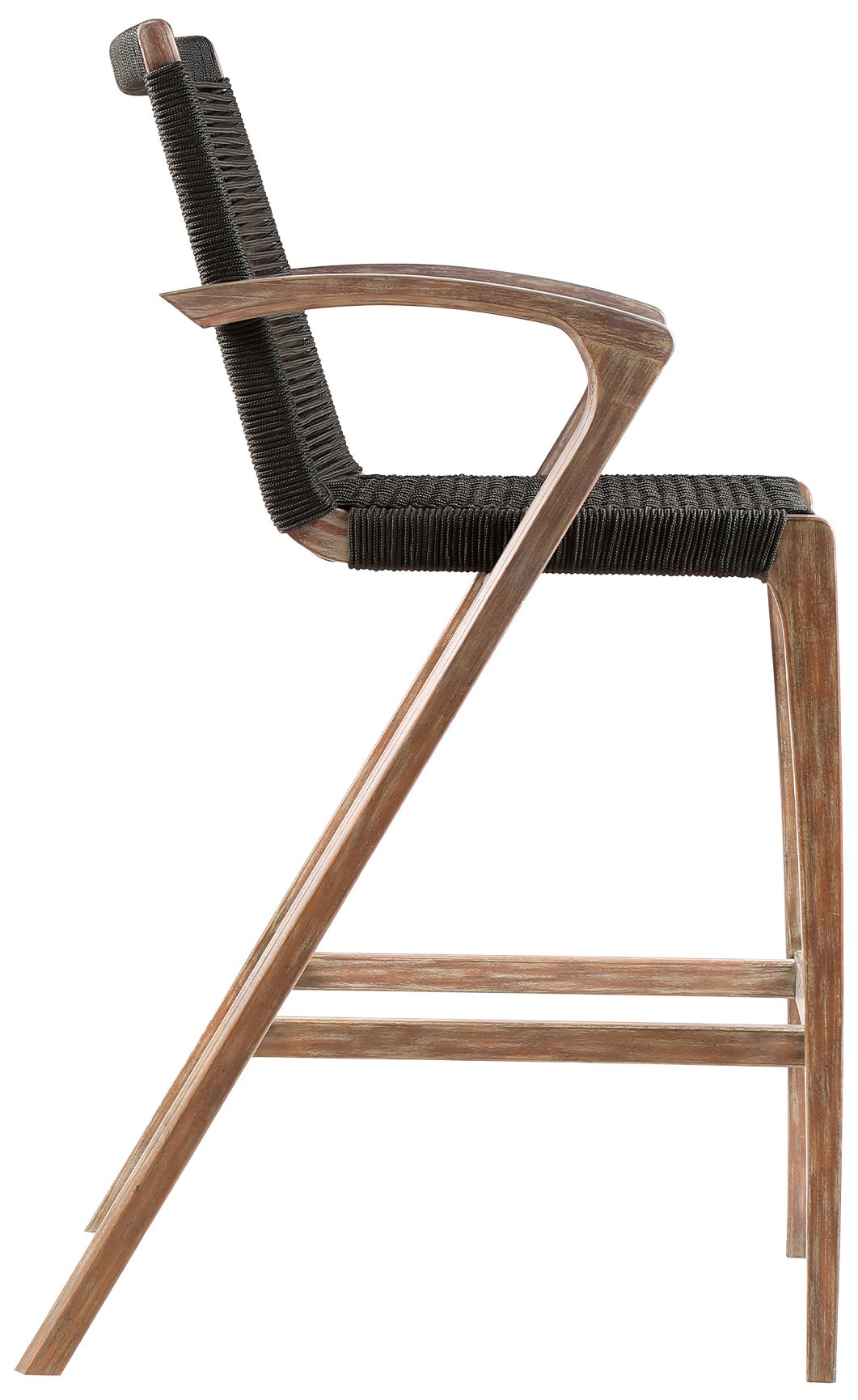 Image 4 Nabila Outdoor Light Eucalyptus Wood and Charcoal Rope Counter Height Stool more views