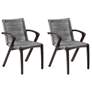 Nabila Set of 2 Outdoor Dark Eucalyptus Wood and Grey Rope Dining Chairs