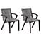 Nabila Set of 2 Outdoor Dark Eucalyptus Wood and Grey Rope Dining Chairs